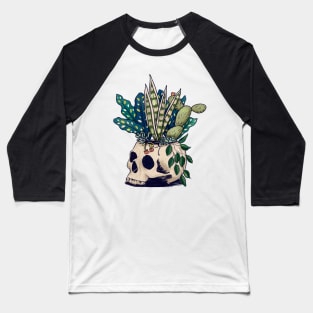 Plants Growing from a Skull Baseball T-Shirt